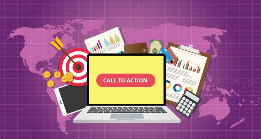 Call To Action Button appearing on a Laptop