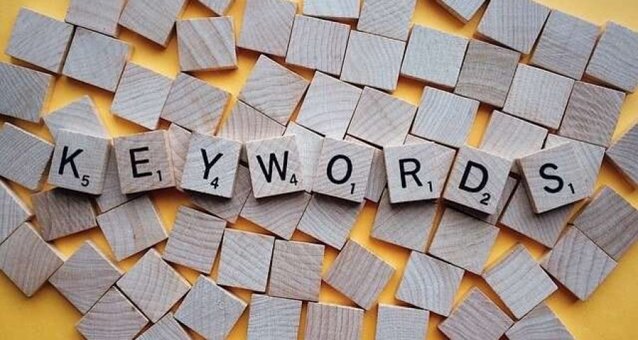 Keywords spelled out with Scrabble tiles