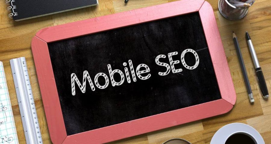 chalk board with "mobile seo" written on it