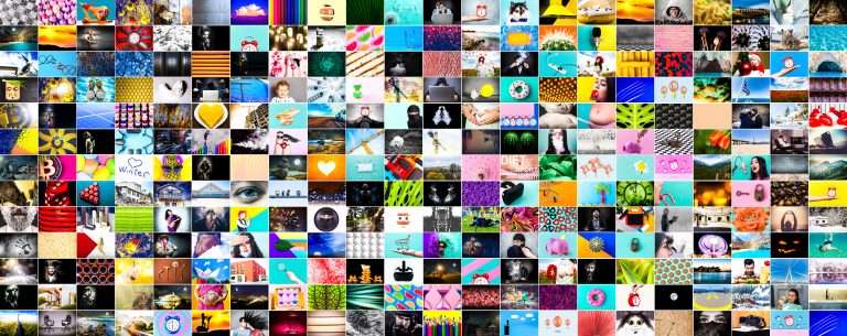 wall of stock images