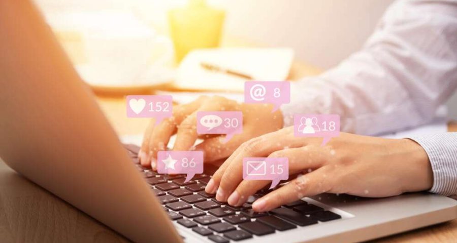 social media notifications on laptop