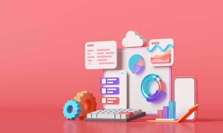 An illustration of a website being built out