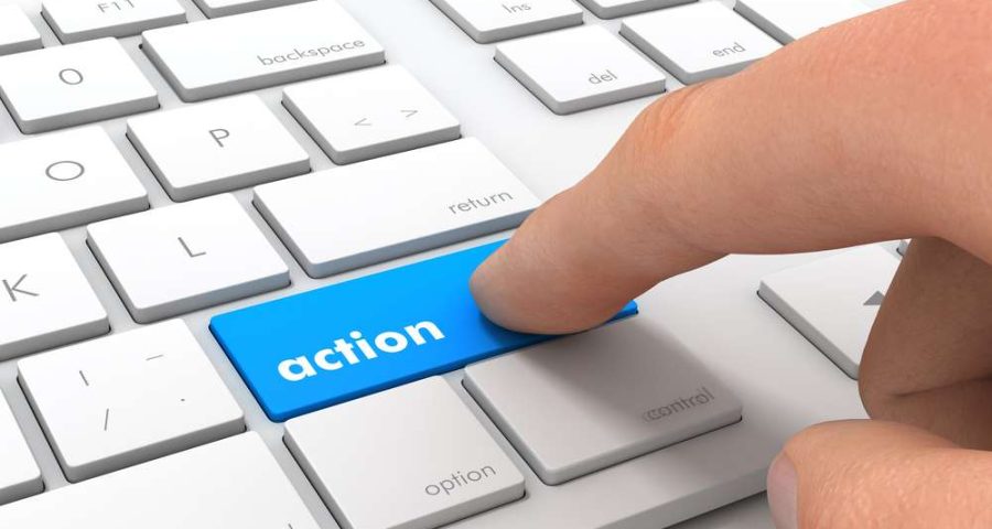action button being pressed on a keyboard