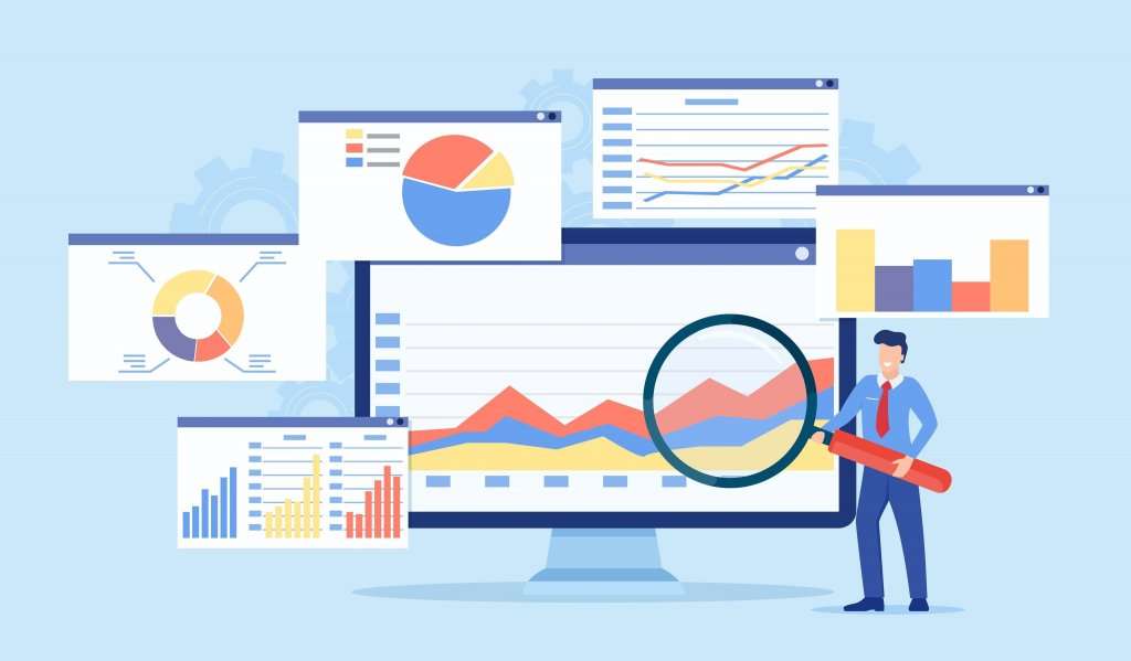 reading and analyzing data from website including traffic conversions landing pages speed and other core web vitals to develop SEO and design strategy for businesses over the course of month to month or year over year to make improvements and updates that grow business success with graphs charts and tracked data