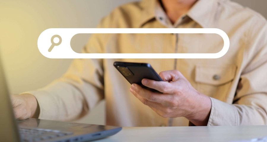 Man on Google on a smartphone