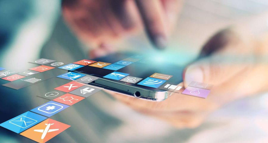 social media apps on a persons phone close up