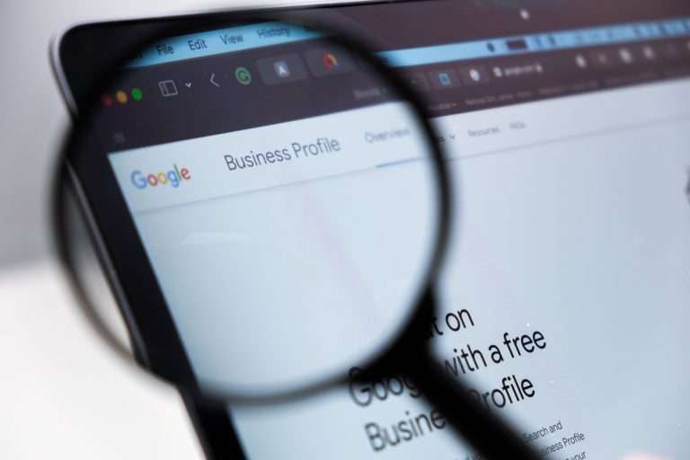 google business profile through magnifying glass
