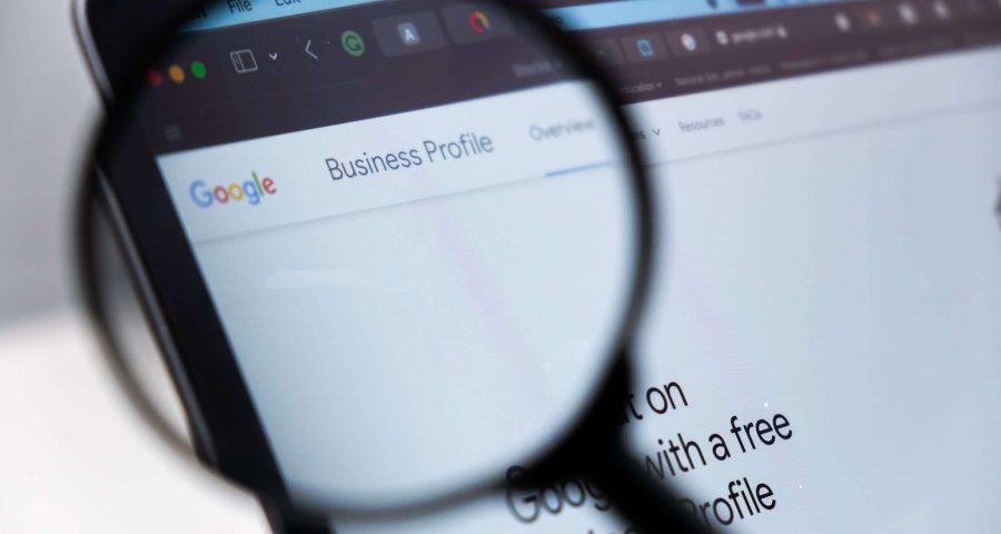 google business profile through magnifying glass