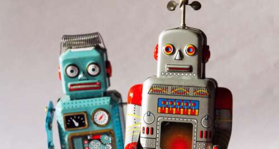 Angry toy robots to symbolize bot traffic