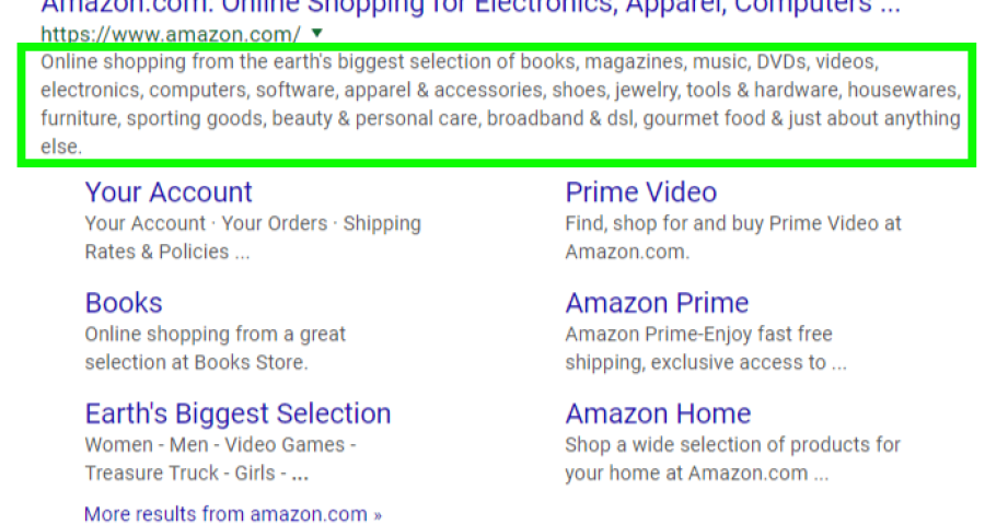 Google Snippet for Amazon