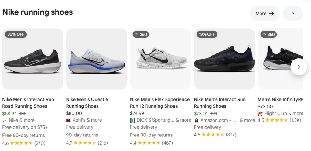 Nike Running Shoes Shopping Ads