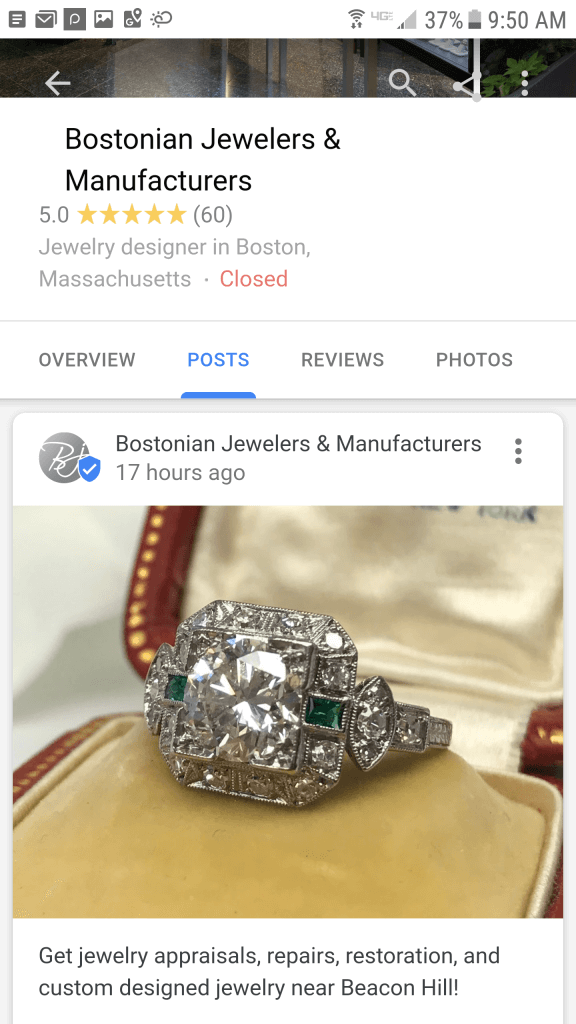 screenshot of new posts tab feature in mobile local search